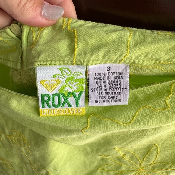 Vintage Roxy Lime Green Embroidered Skirt - Picture 4 of 6